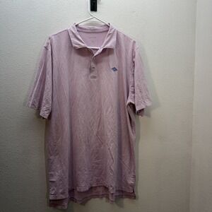 B Draddy Polo Shirt Men XL Pink White Pima Striped Golf Club Performance Preppy